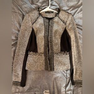 White House Black Market Tweed Black and Gray Blazer